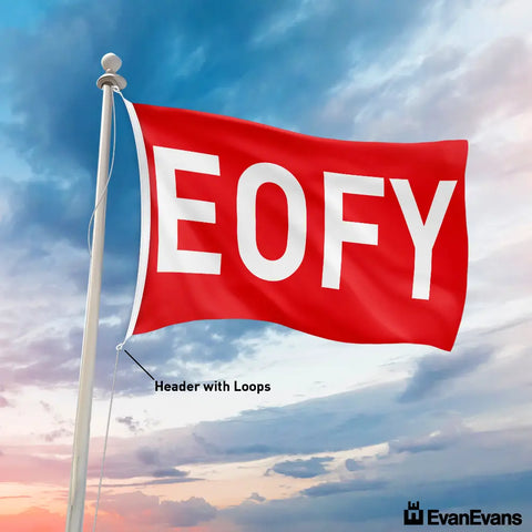 knitted polyester eofy flag header with loops