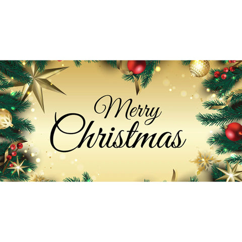 knitted polyester gold glitters landscape merry christmas flag