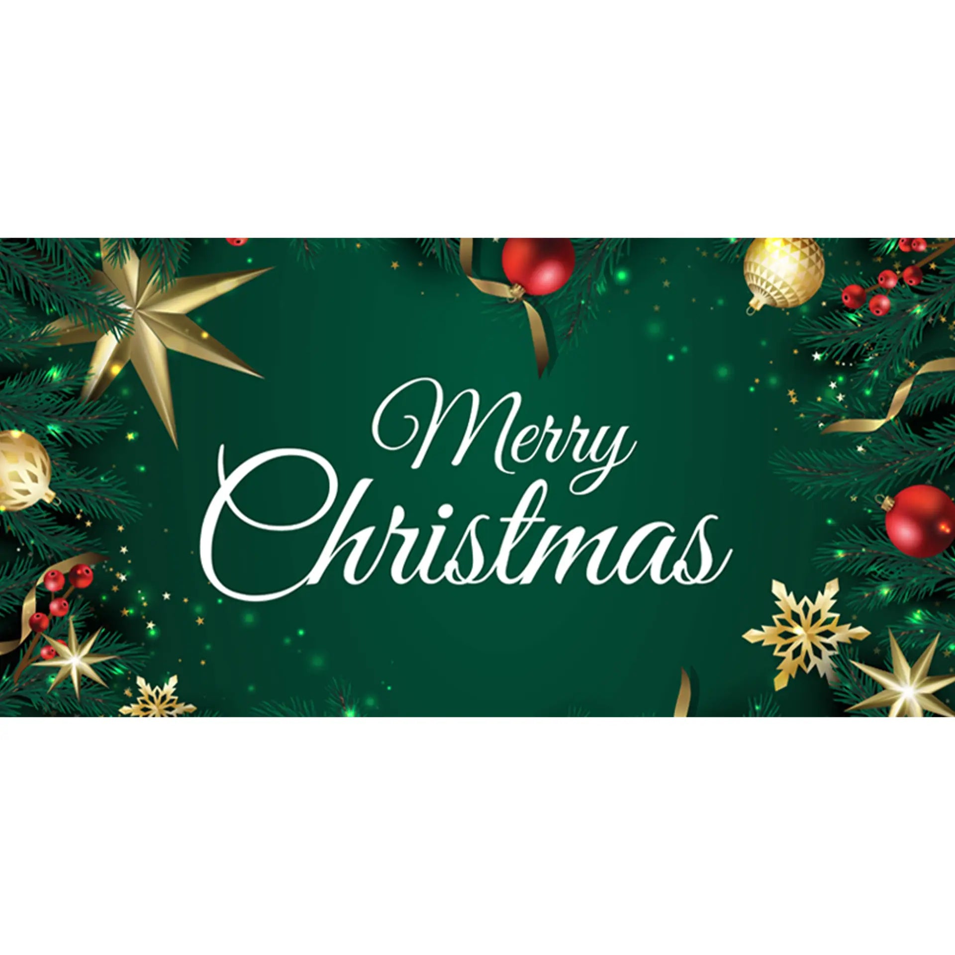 knitted polyester green glitters landscape merry christmas flag