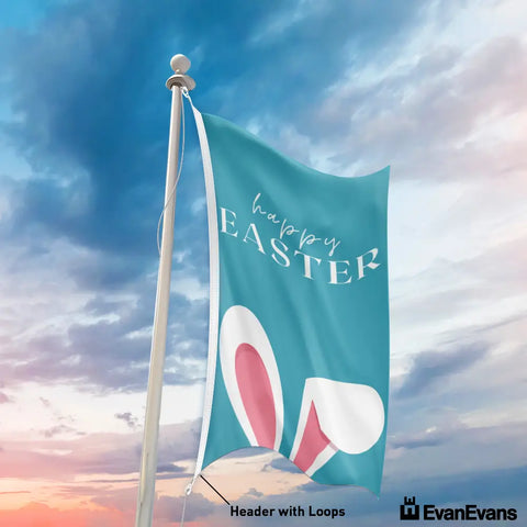 knitted polyester happy easter flag header with loops portrait