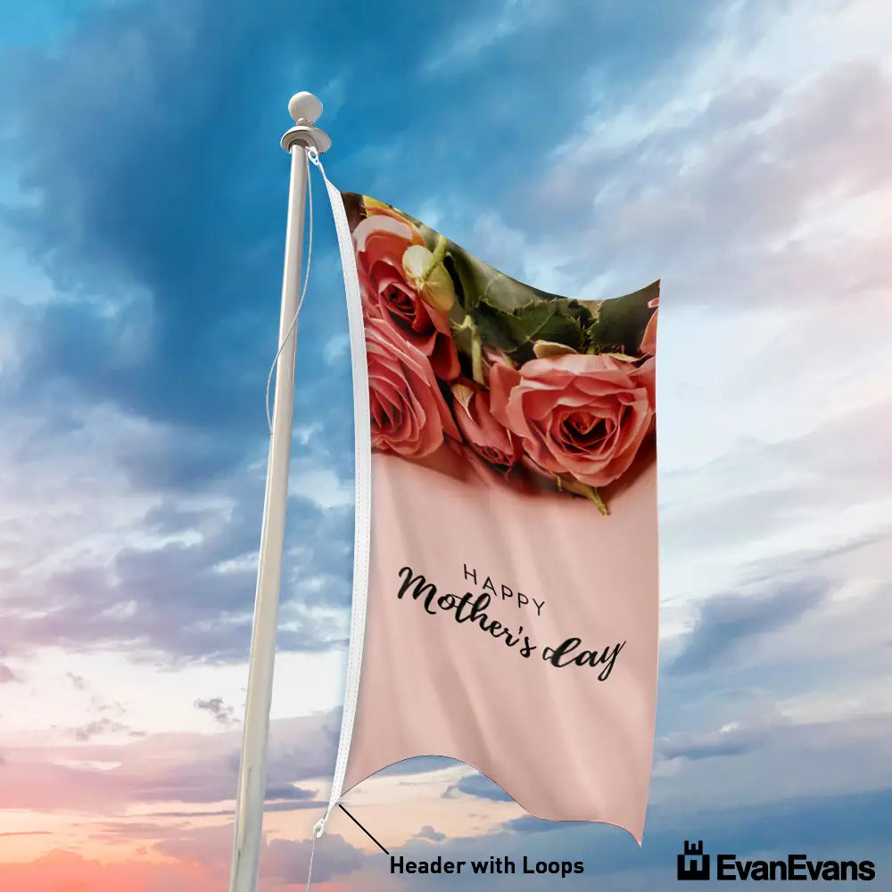 knitted polyester happy mothers day flag header with loops portrait