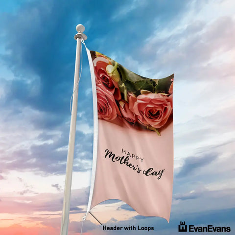 knitted polyester happy mothers day flag header with loops portrait