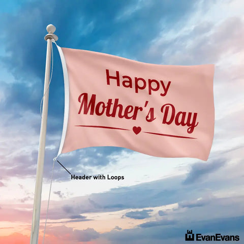 knitted polyester happy mothers day flag header with loops