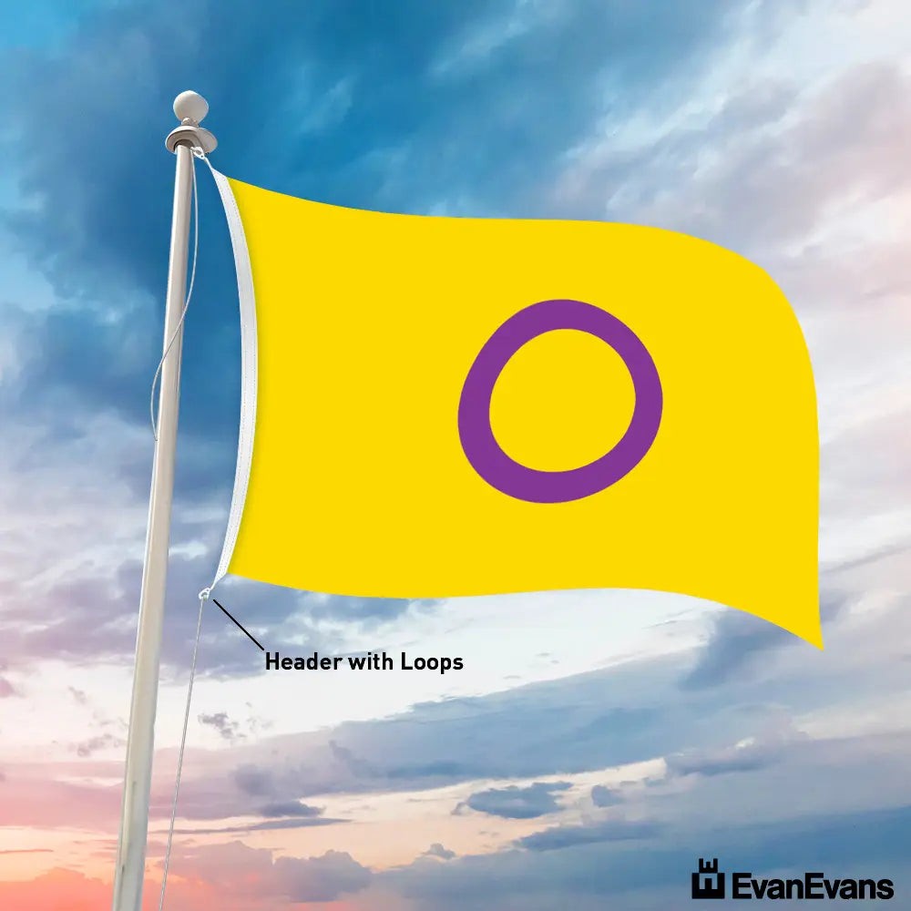 knitted polyester intersex pride flag header with loops