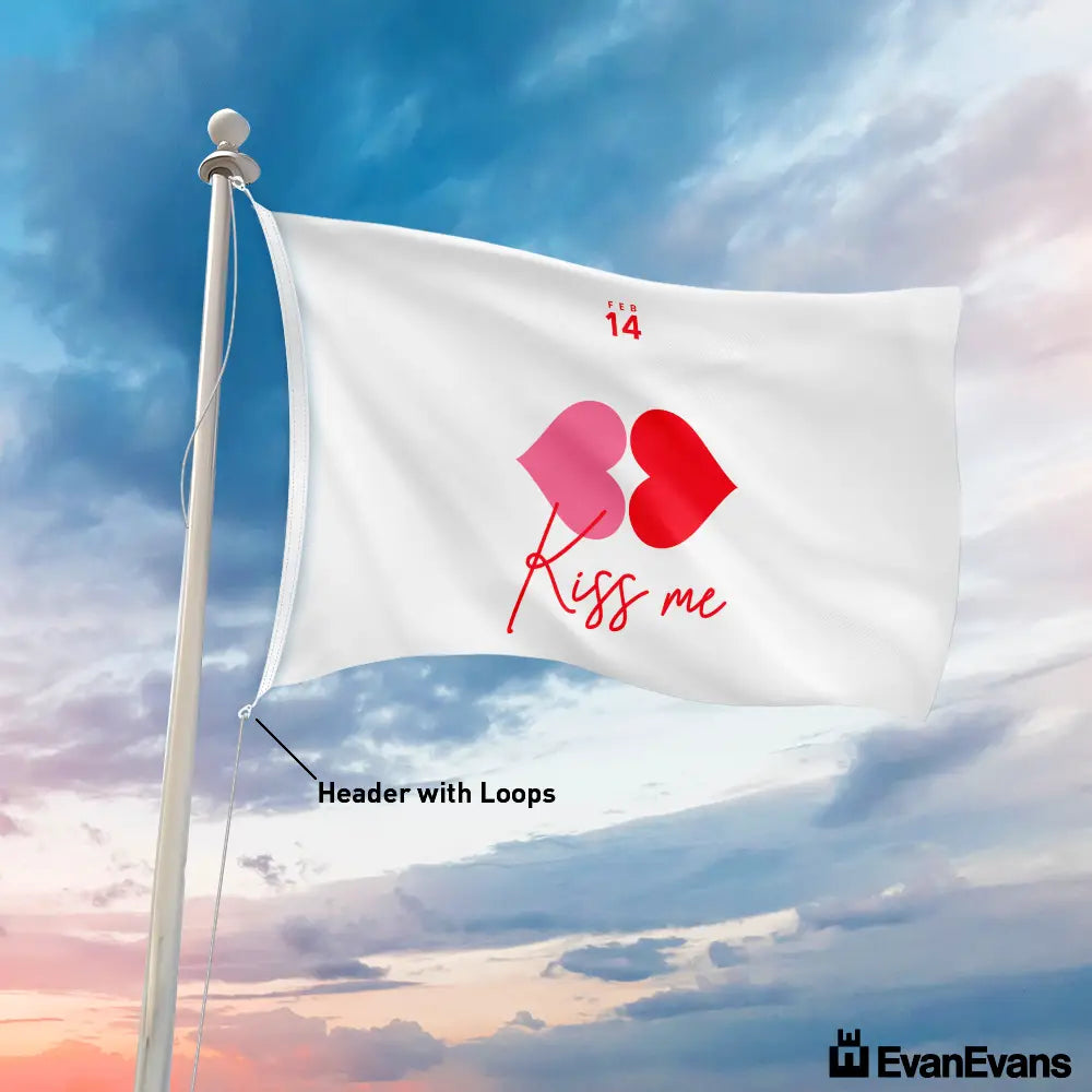 knitted polyester kiss me flag header with loops
