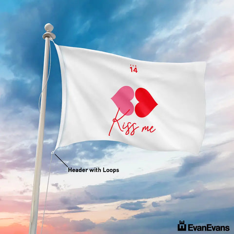 knitted polyester kiss me flag header with loops