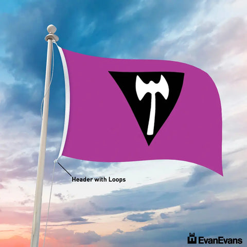 knitted polyester labrys lesbian pride flag header with loops