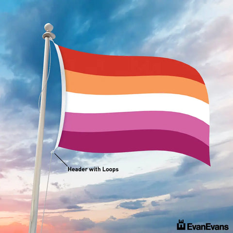 Knitted Polyester Lesbian Flag flying outdoors on flagpole – Evan Evans