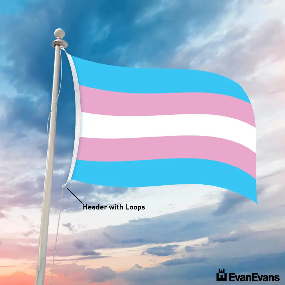 knitted polyester lgbt trans flag header with loops