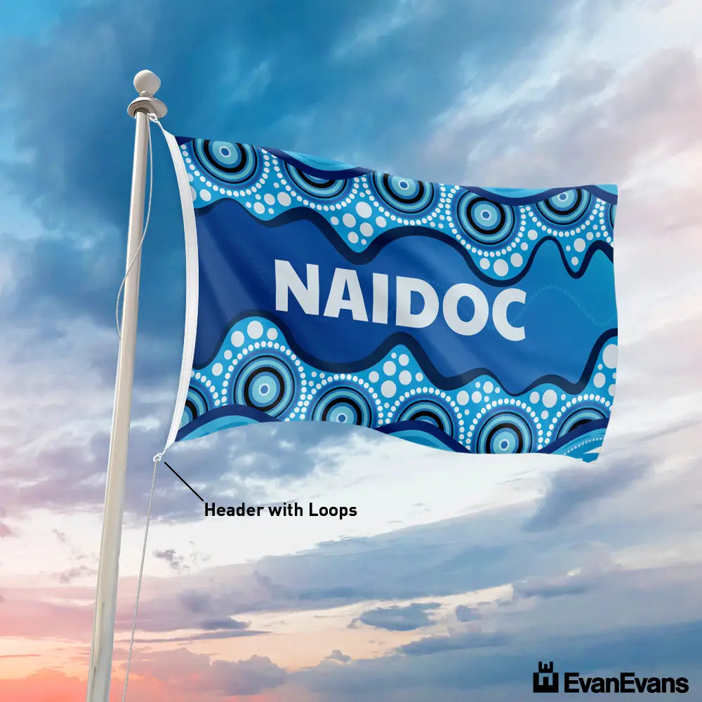 knitted polyester naidoc flag in blue