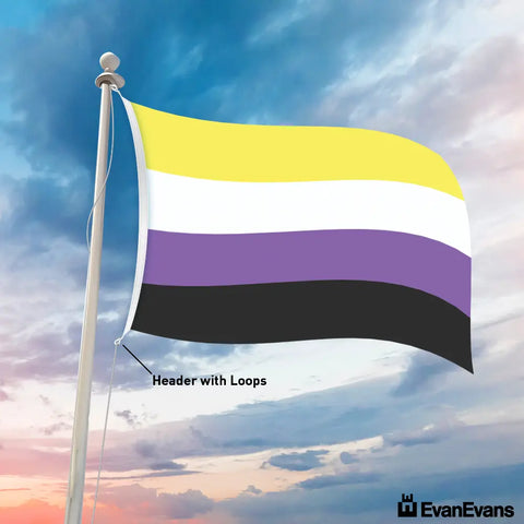 knitted polyester non binary pride flag header with loops
