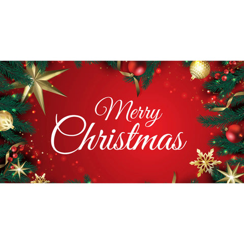 knitted polyester red glitters landscape merry christmas flag