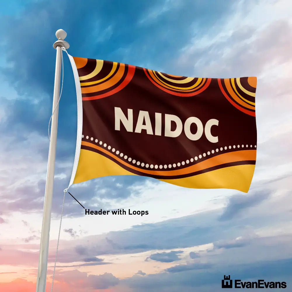 knitted polyester red naidoc flag header with loops