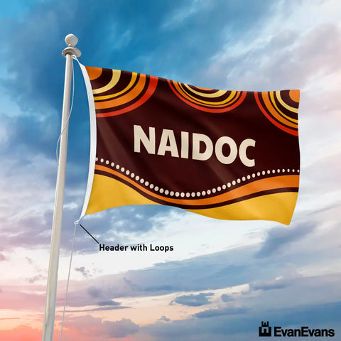 knitted polyester red naidoc flag header with loops