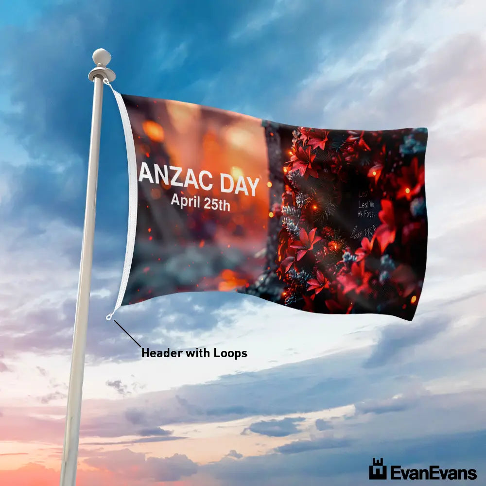 knitted polyester remembrance wreath anzac day flag header with loops