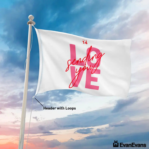 knitted polyester sending love flag header with loops