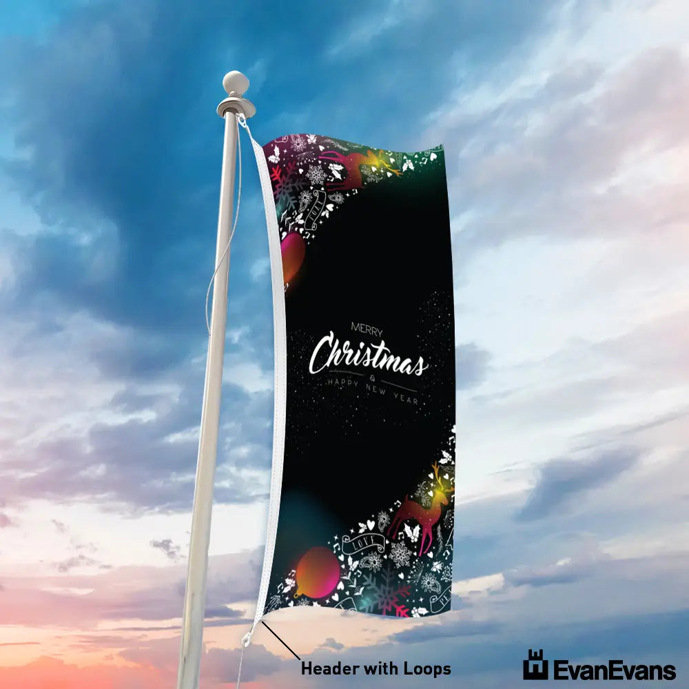 knitted polyester snowflake portrait merry christmas flag header with loops