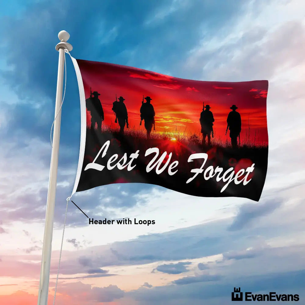 knitted polyester soldiers silhouettes anzac day flag header with loops