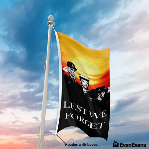 knitted polyester triservice art anzac day flag header with loops portrait