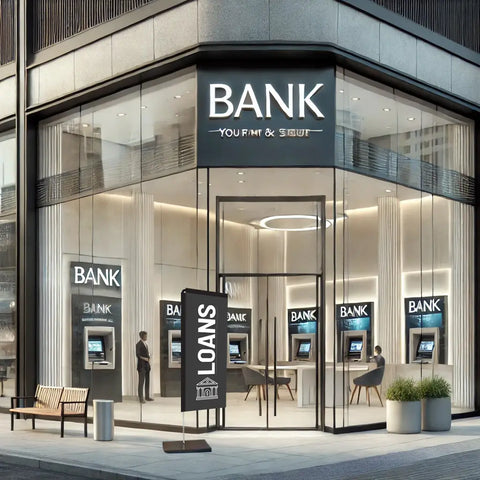 loans grey rectangle flag bank