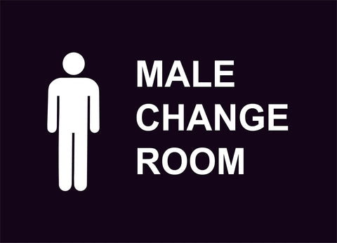 male change room construction sign