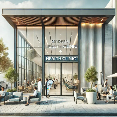 medical white teardrop flag health clinic