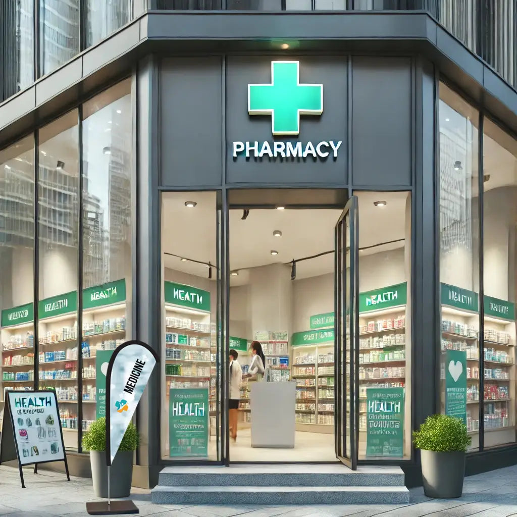 medicine white teardrop flag pharmacy