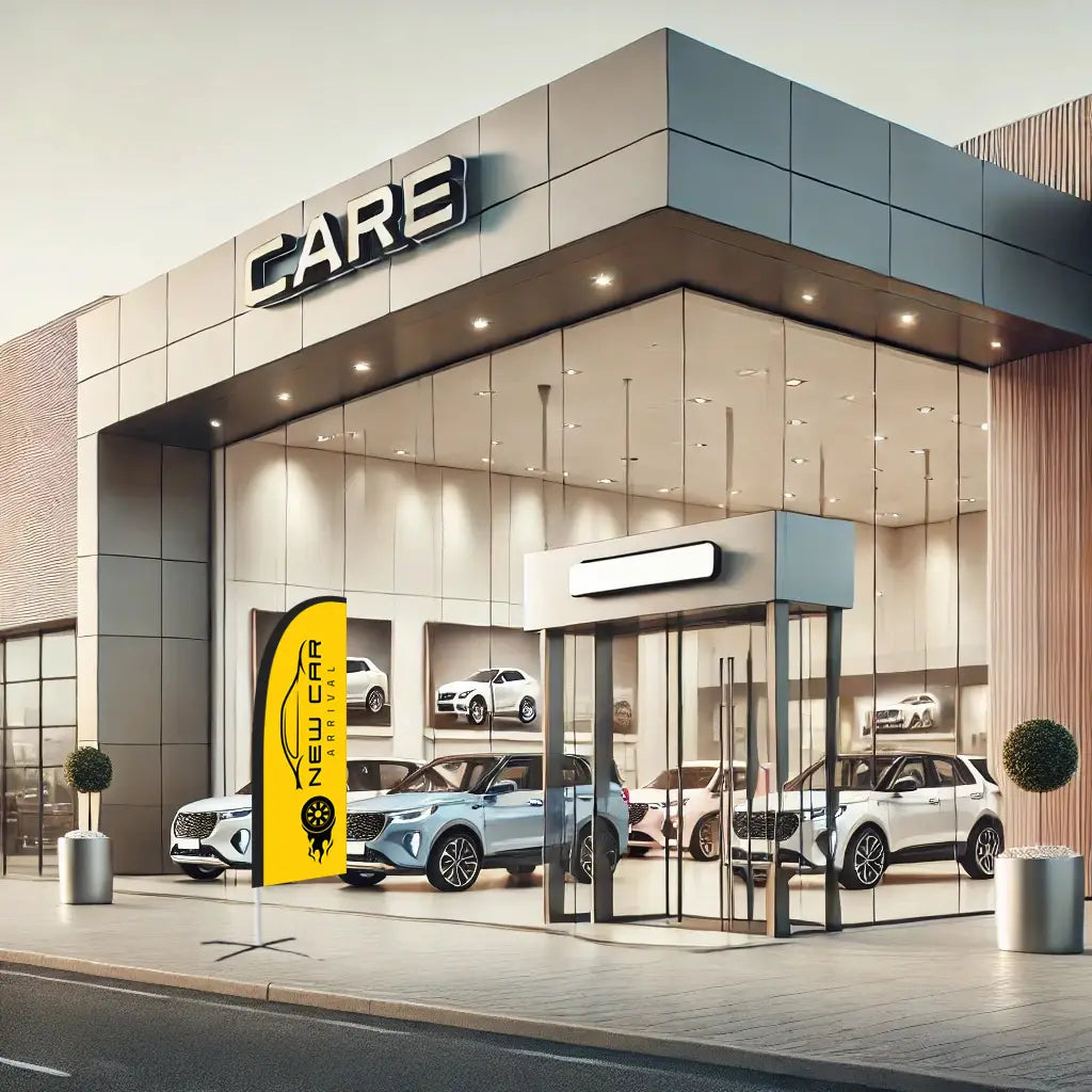 new car yellow feather flag car dealerships