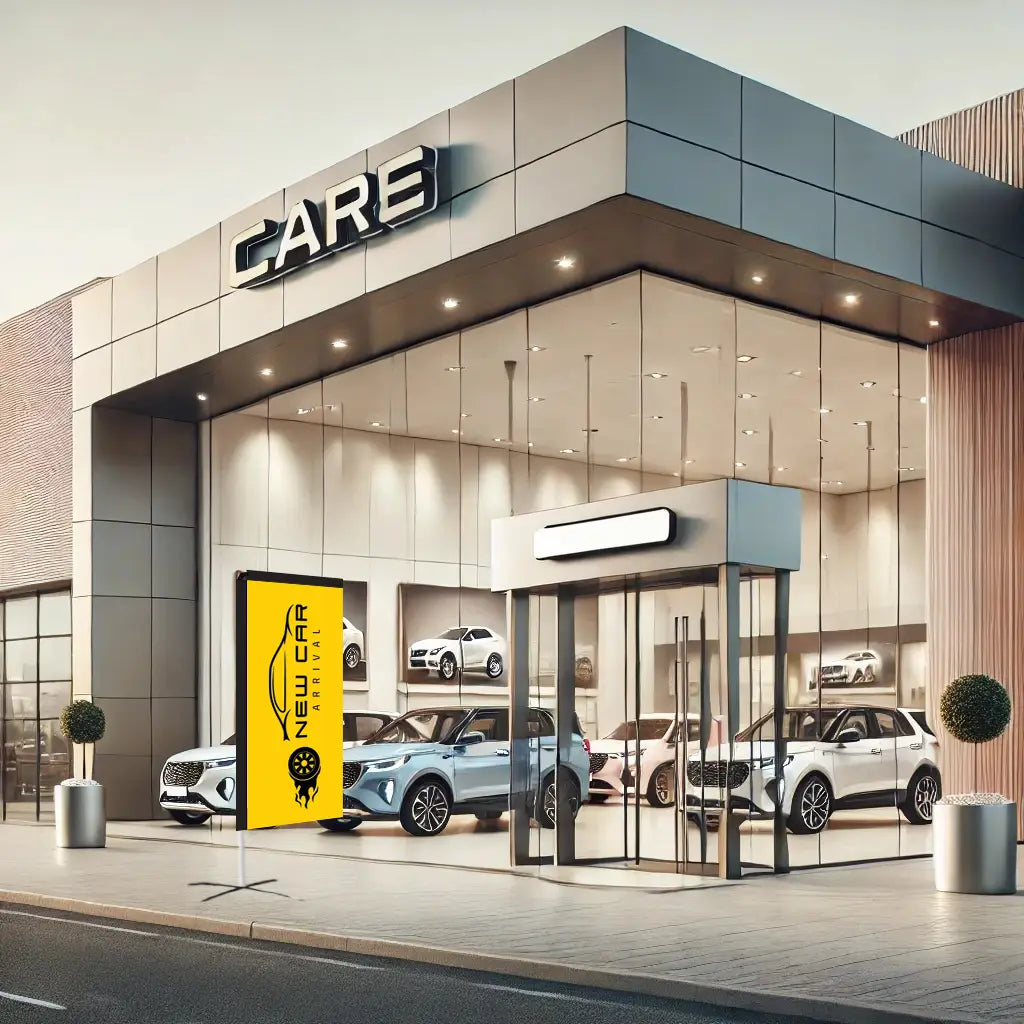 new car yellow rectangle flag car dealerships