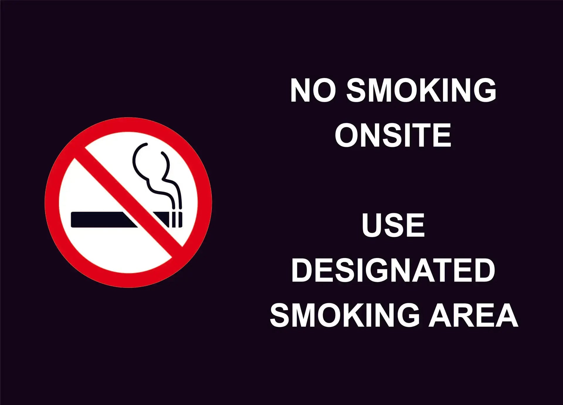 no smoking onsite construction sign