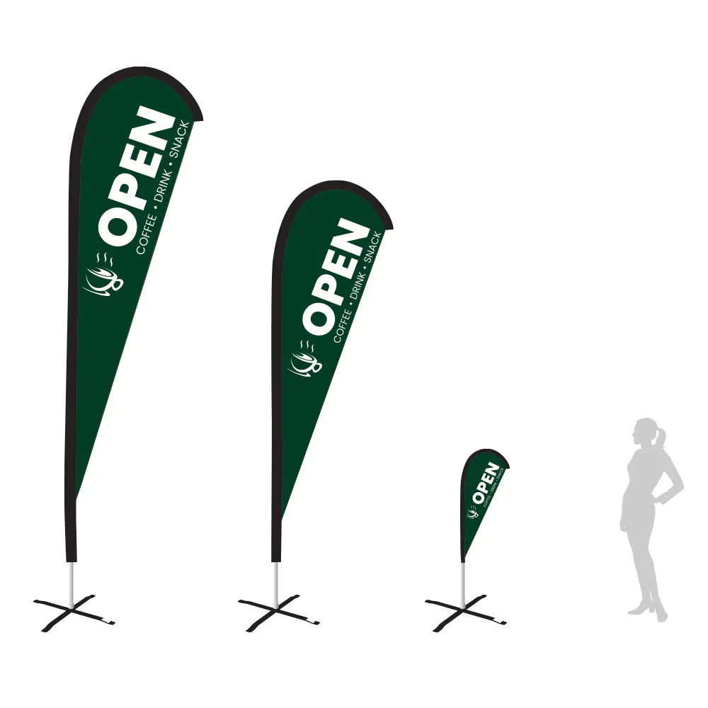 open green teardrop flag