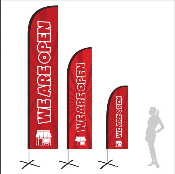 Open Red Feather Flag (Poles+Carry Bag Included)