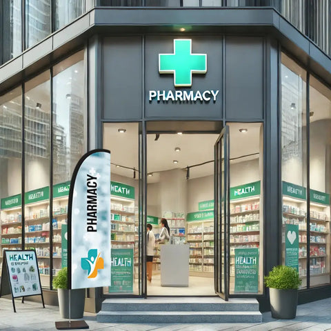 pharmacy white feather flag pharmacies
