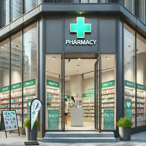 pharmacy white teardrop flag pharmacy