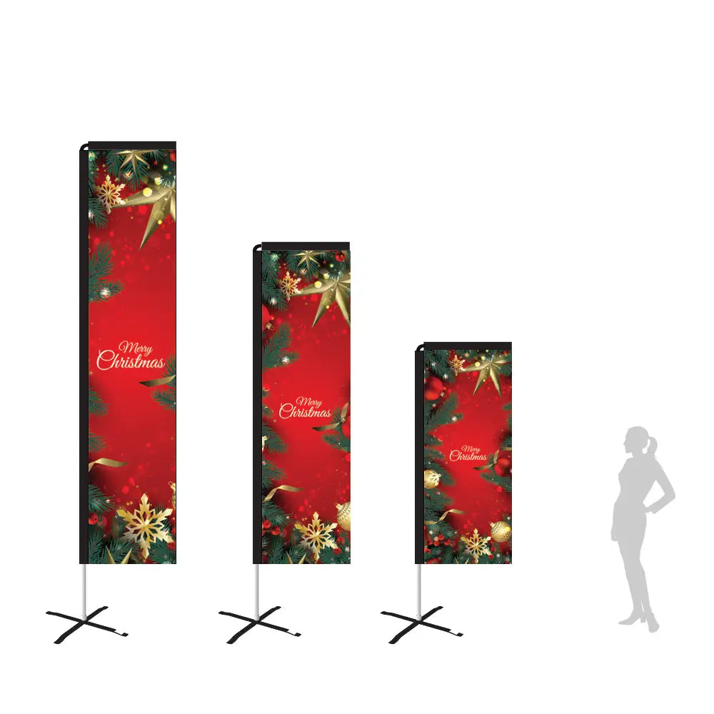 red glitters merry christmas rectangle flag