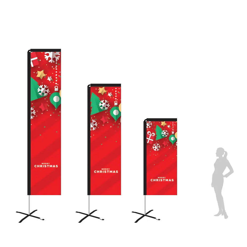 red merry christmas rectangle flag