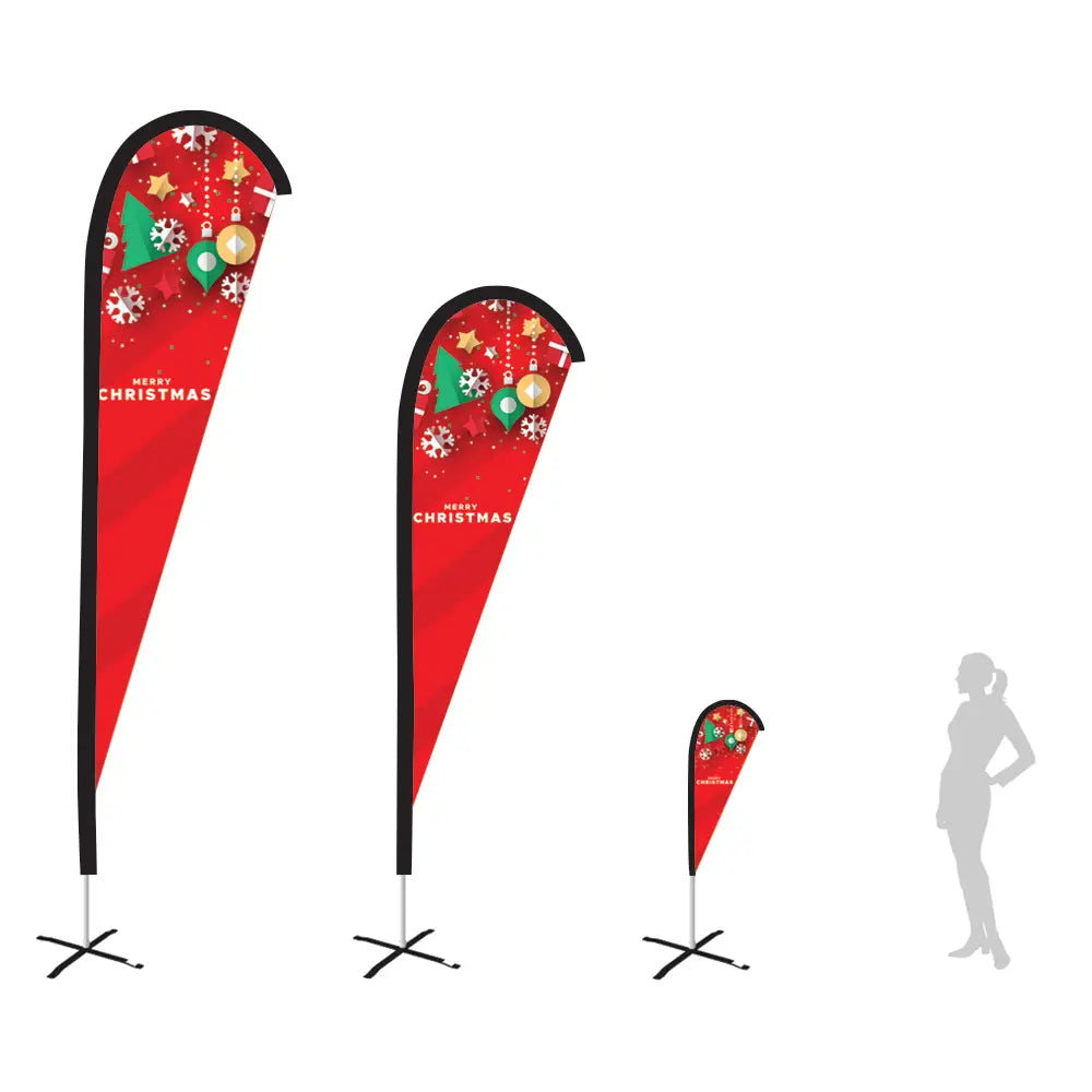 red merry christmas teardrop flag