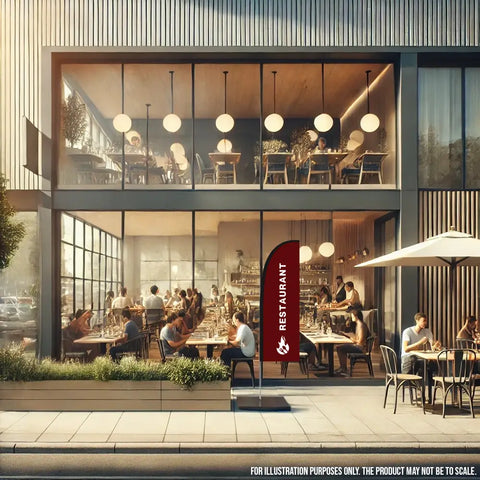 restaurant dark red feather flag restaurant