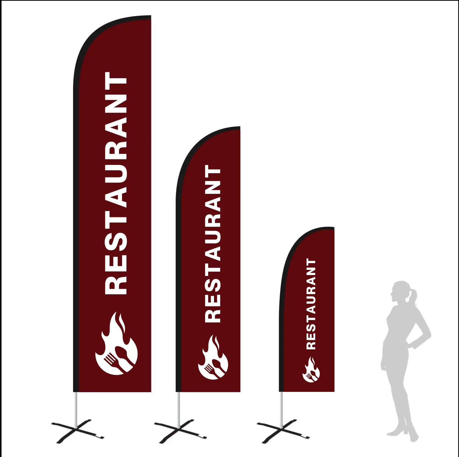 restaurant dark red feather flag