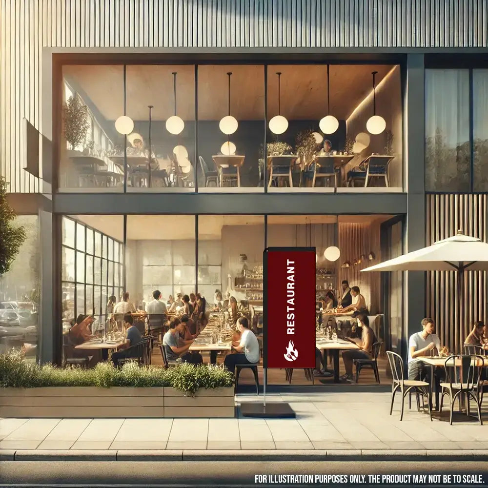 restaurant dark red rectangle flag restaurant