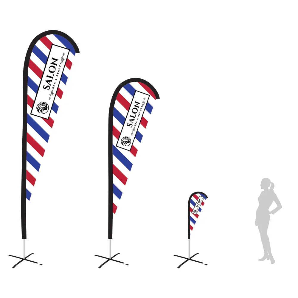 salon blue white red teardrop flag new