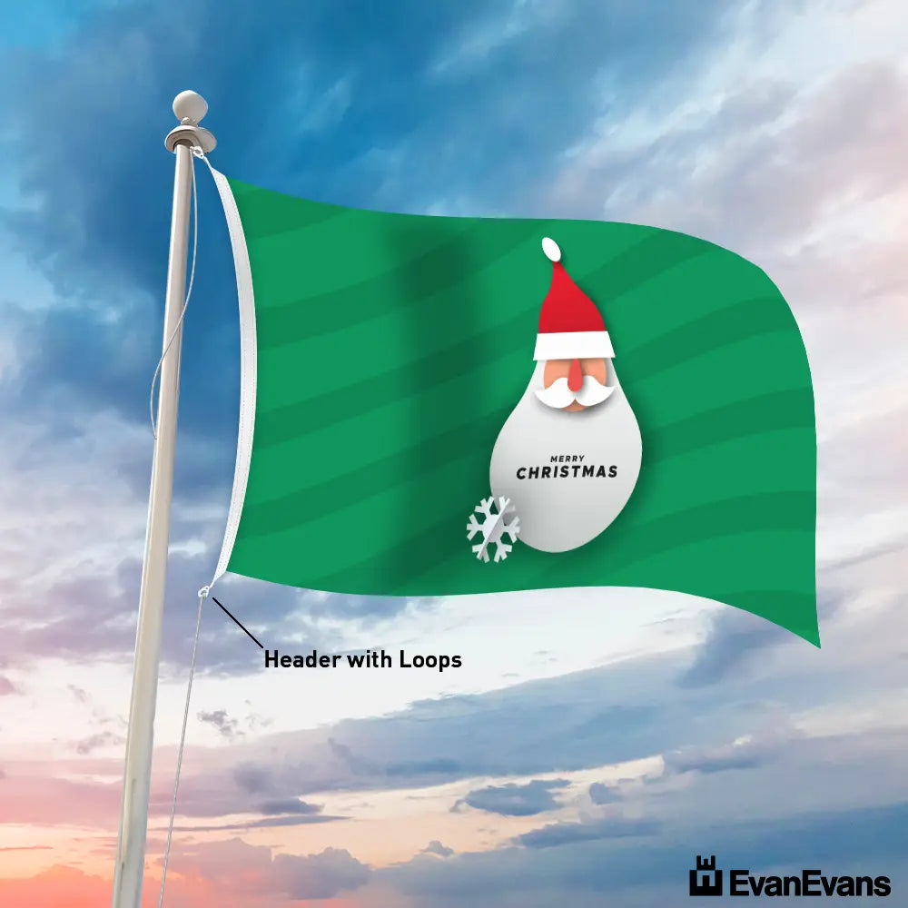 santa claus header with loops knitted polyester merry christmas flag