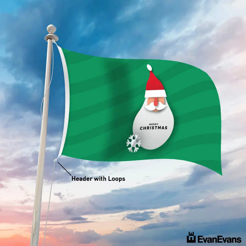 santa claus header with loops knitted polyester merry christmas flag