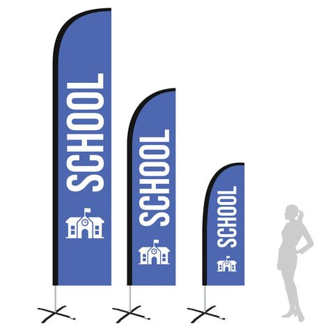 school royal blue feather flag