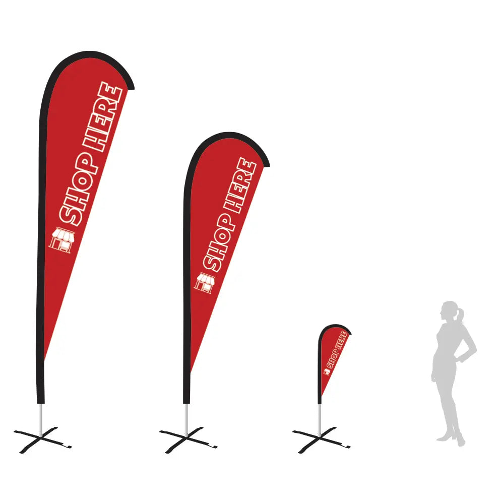 shop here red teardrop flag