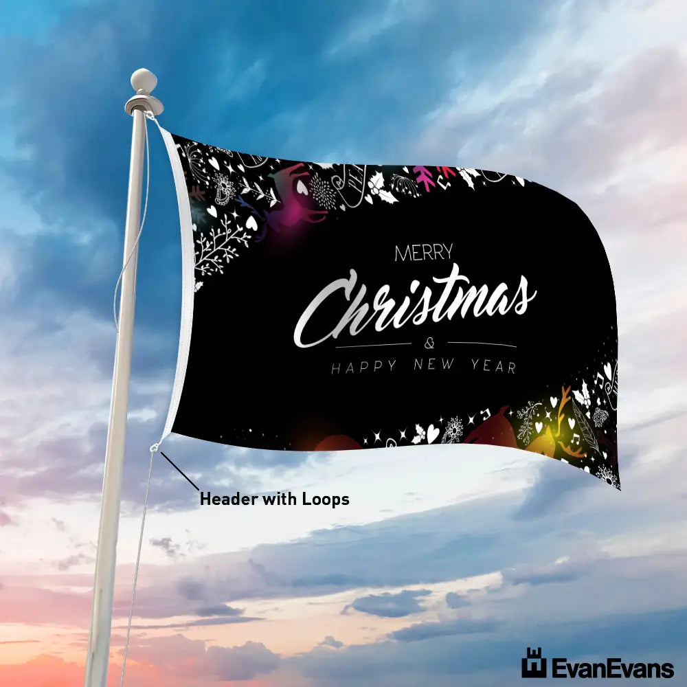 snowflake header with loops knitted polyester merry christmas flag