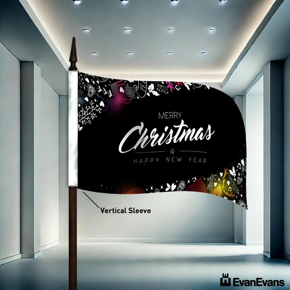 snowflake vertical sleeve knitted polyester merry christmas flag