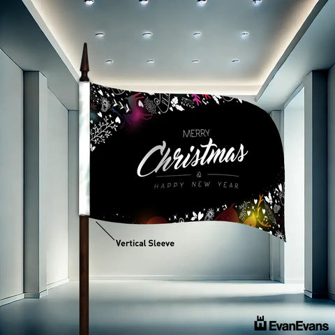 snowflake vertical sleeve knitted polyester merry christmas flag