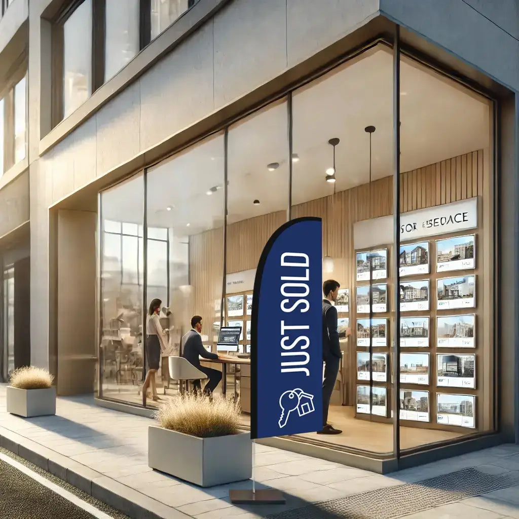 sold blue feather flag real estate