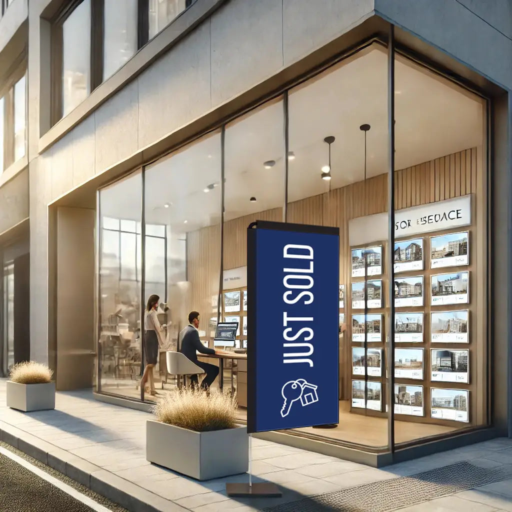 sold blue rectangle flag real estate